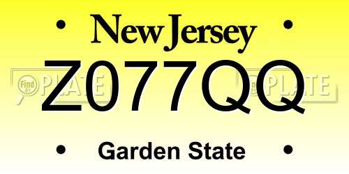 Z077QQ New Jersey License Plate