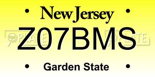 Z07BMS New Jersey License Plate