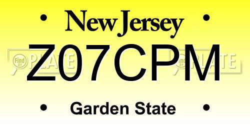 Z07CPM New Jersey License Plate