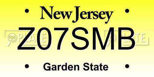 Z07SMB New Jersey License Plate