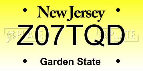 Z07TQD New Jersey License Plate