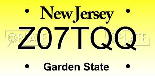 Z07TQQ New Jersey License Plate