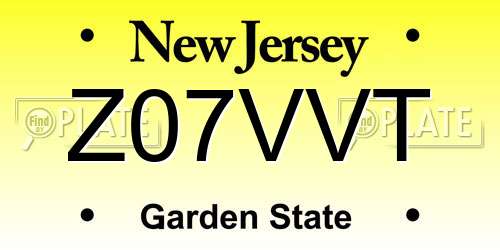 Z07VVT New Jersey License Plate