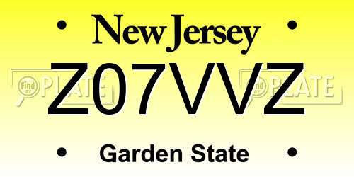Z07VVZ New Jersey License Plate