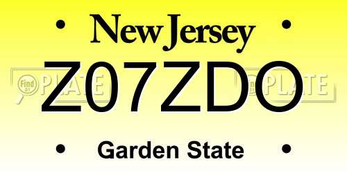 Z07ZDO New Jersey License Plate