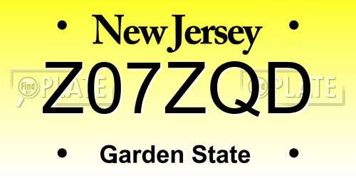 Z07ZQD New Jersey License Plate