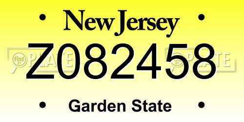 Z082458 New Jersey License Plate