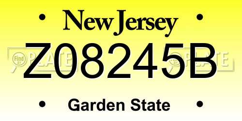 Z08245B New Jersey License Plate