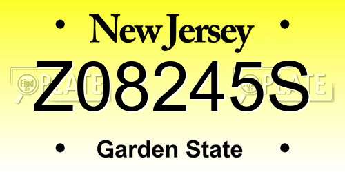 Z08245S New Jersey License Plate