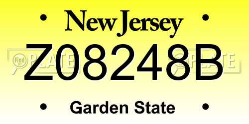 Z08248B New Jersey License Plate