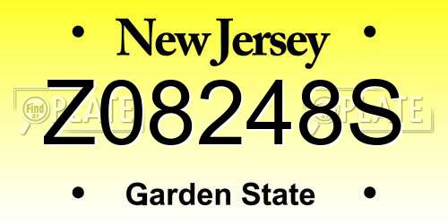 Z08248S New Jersey License Plate