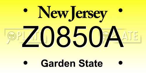 Z0850A New Jersey License Plate