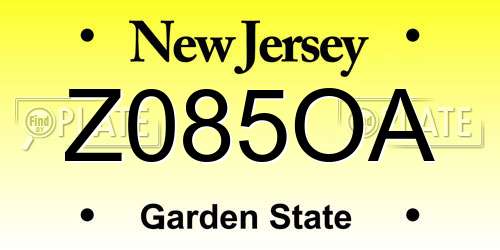 Z085OA New Jersey License Plate