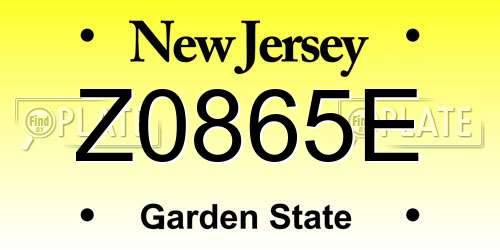 Z0865E New Jersey License Plate