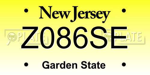 Z086SE New Jersey License Plate