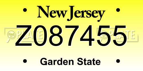 Z087455 New Jersey License Plate