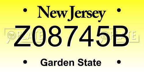 Z08745B New Jersey License Plate