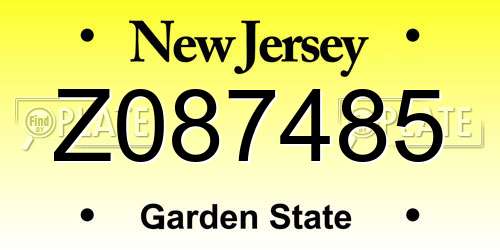 Z087485 New Jersey License Plate