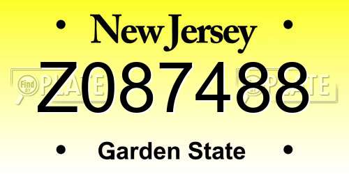 Z087488 New Jersey License Plate
