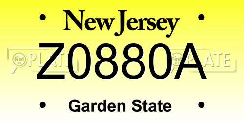 Z0880A New Jersey License Plate