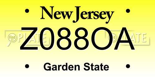 Z088OA New Jersey License Plate