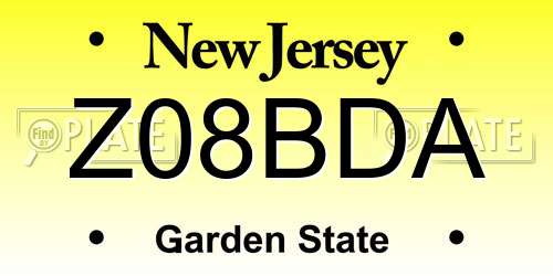 Z08BDA New Jersey License Plate
