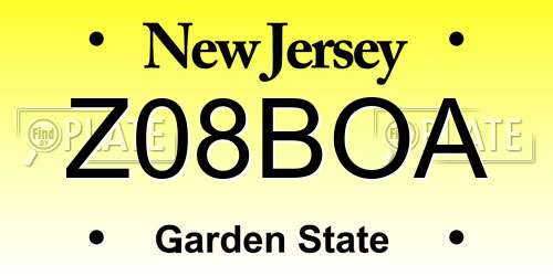 Z08BOA New Jersey License Plate