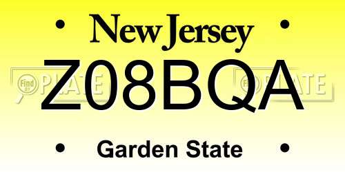 Z08BQA New Jersey License Plate