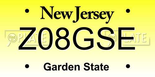 Z08GSE New Jersey License Plate