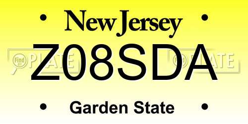 Z08SDA New Jersey License Plate