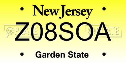 Z08SOA New Jersey License Plate