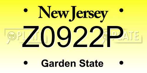 Z0922P New Jersey License Plate