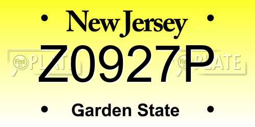 Z0927P New Jersey License Plate