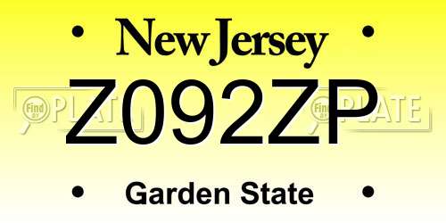 Z092ZP New Jersey License Plate