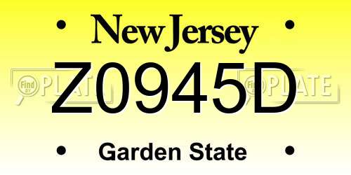Z0945D New Jersey License Plate