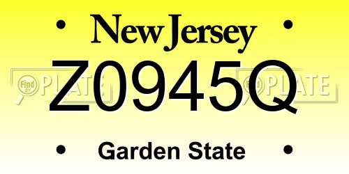 Z0945Q New Jersey License Plate