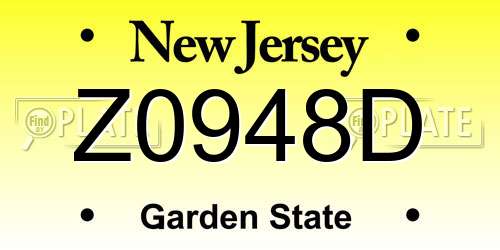 Z0948D New Jersey License Plate