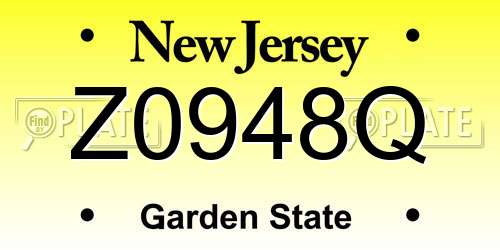 Z0948Q New Jersey License Plate