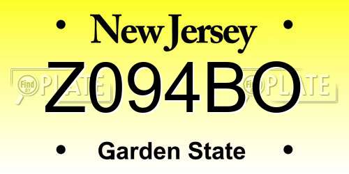 Z094BO New Jersey License Plate