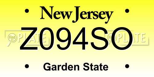 Z094SO New Jersey License Plate
