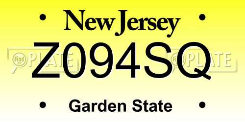 Z094SQ New Jersey License Plate