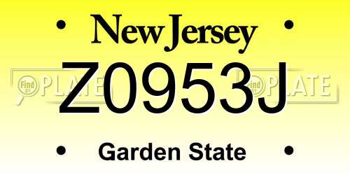 Z0953J New Jersey License Plate