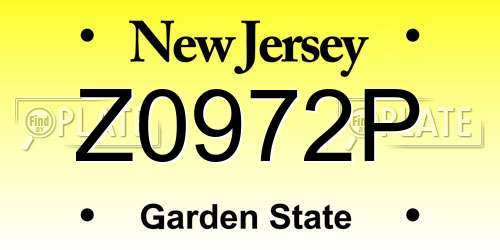 Z0972P New Jersey License Plate