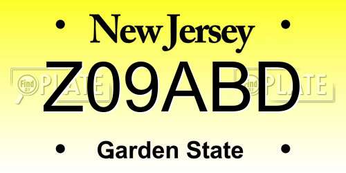 Z09ABD New Jersey License Plate