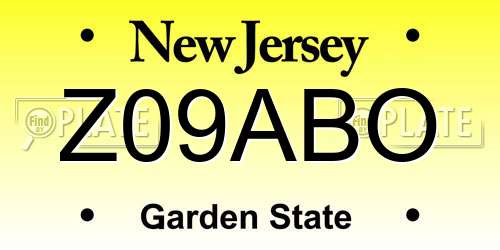 Z09ABO New Jersey License Plate