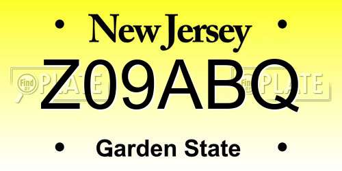 Z09ABQ New Jersey License Plate