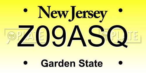 Z09ASQ New Jersey License Plate