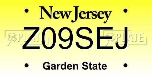 Z09SEJ New Jersey License Plate