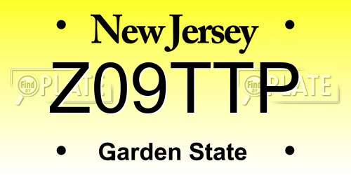 Z09TTP New Jersey License Plate