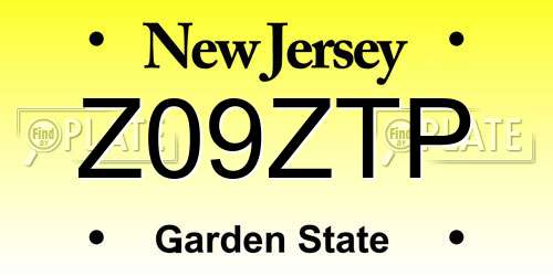 Z09ZTP New Jersey License Plate